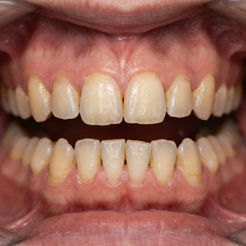 Dientes antes del diseño de sonrisa cosmético