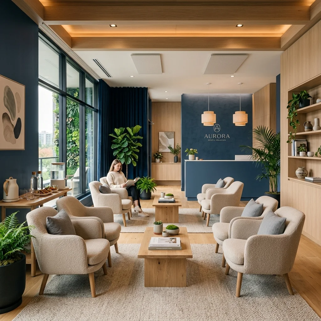Sala de espera de nuestra clínica dental en Escazú con diseño tipo Spa
